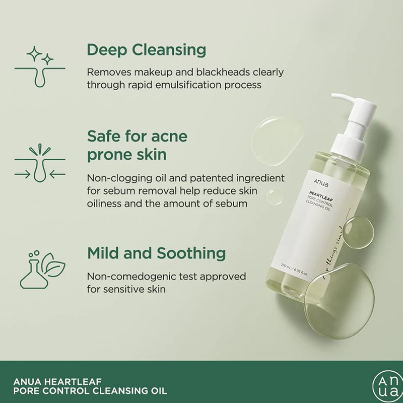 Anua Heartleaf Pore Control Cleansing Oil France Kbeauty