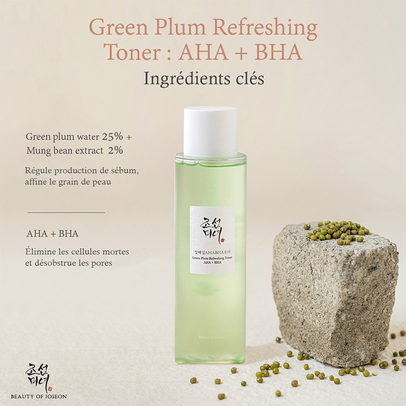Green Plum Refreshing Toner AHA + BHA Beauty of Joseon France kbeauty