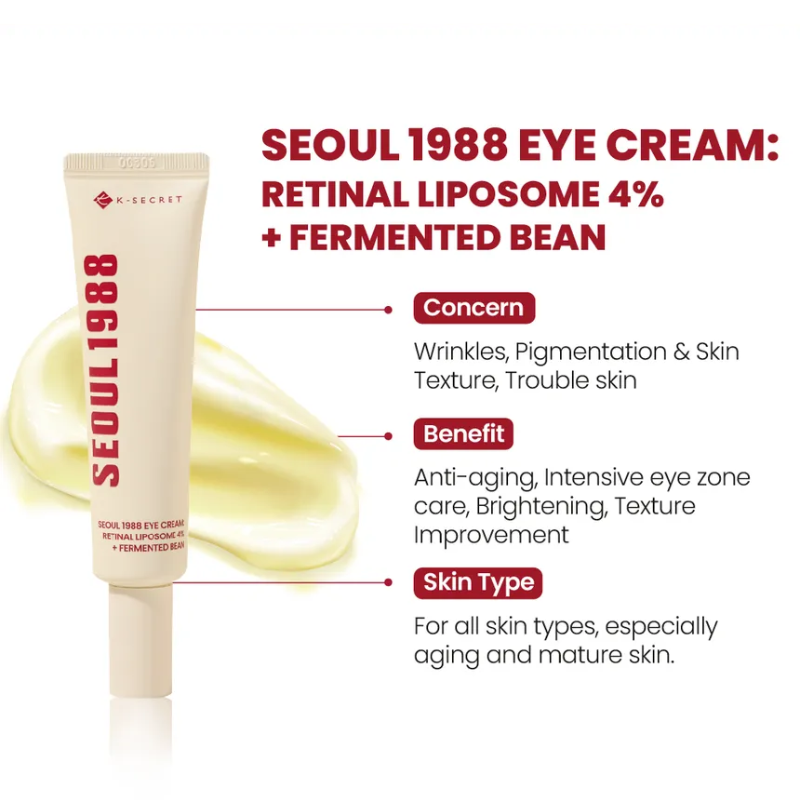 KSECRET Seoul 1988 Eye Cream - Retinal Liposome 4% + Fermented Bean France kbeauty