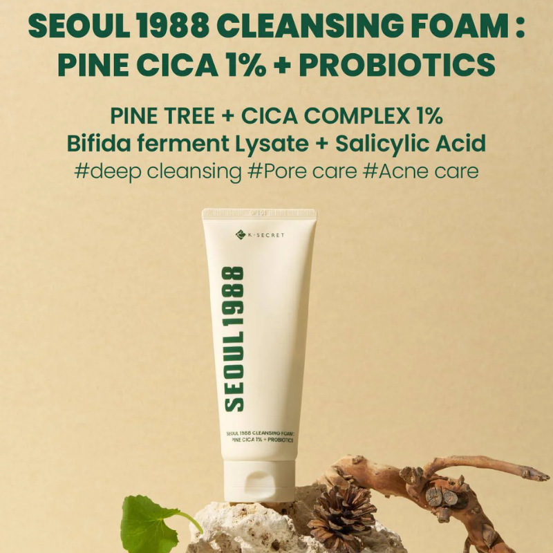 Seoul 1988 Cleansing Foam : Pine Cica 1% + Probiotics KSECRET France