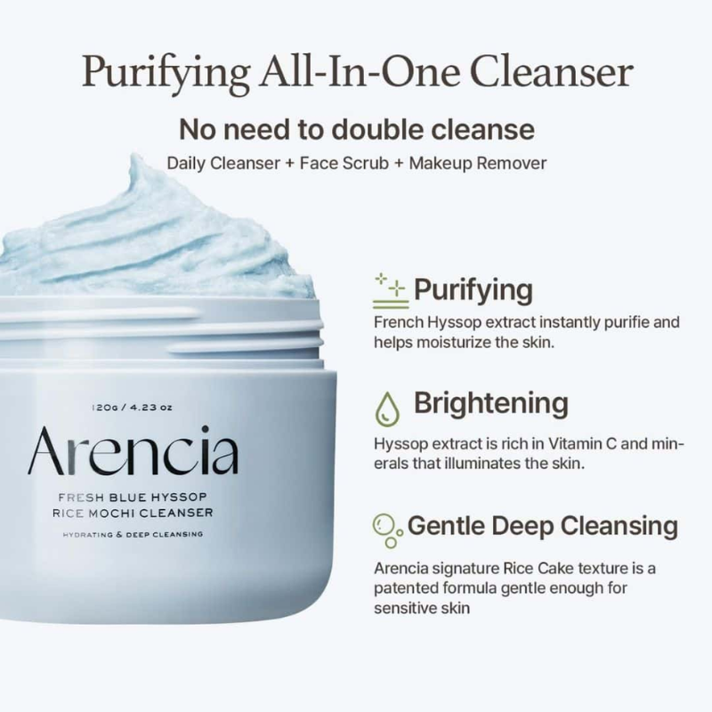 Fresh Blue Hyssop Rice Mochi Cleanser Arencia France kbeauty