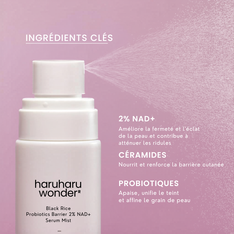 Black Rice Probiotics Barrier 2% NAD+ Serum Mist Haruharu Wonder France
