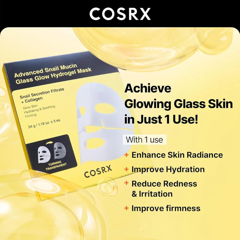 Advanced Snail Mucin Glass Glow Hydrogel Mask Cosrx France