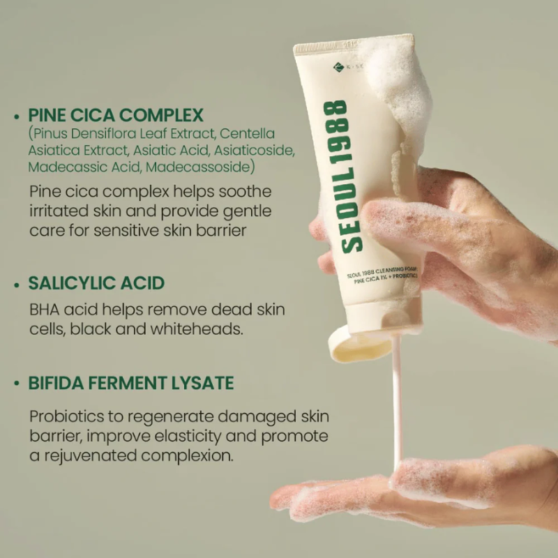 Seoul 1988 Cleansing Foam : Pine Cica 1% + Probiotics KSECRET France