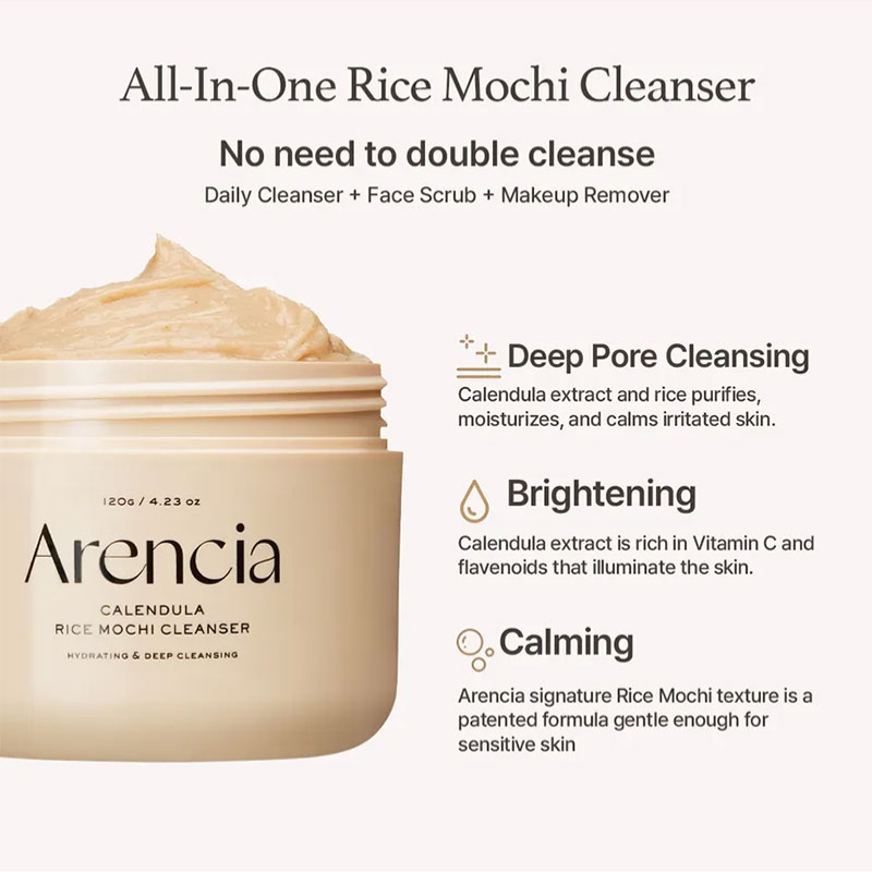 Calendula Rice Mochi Cleanser Arencia France kbeauty