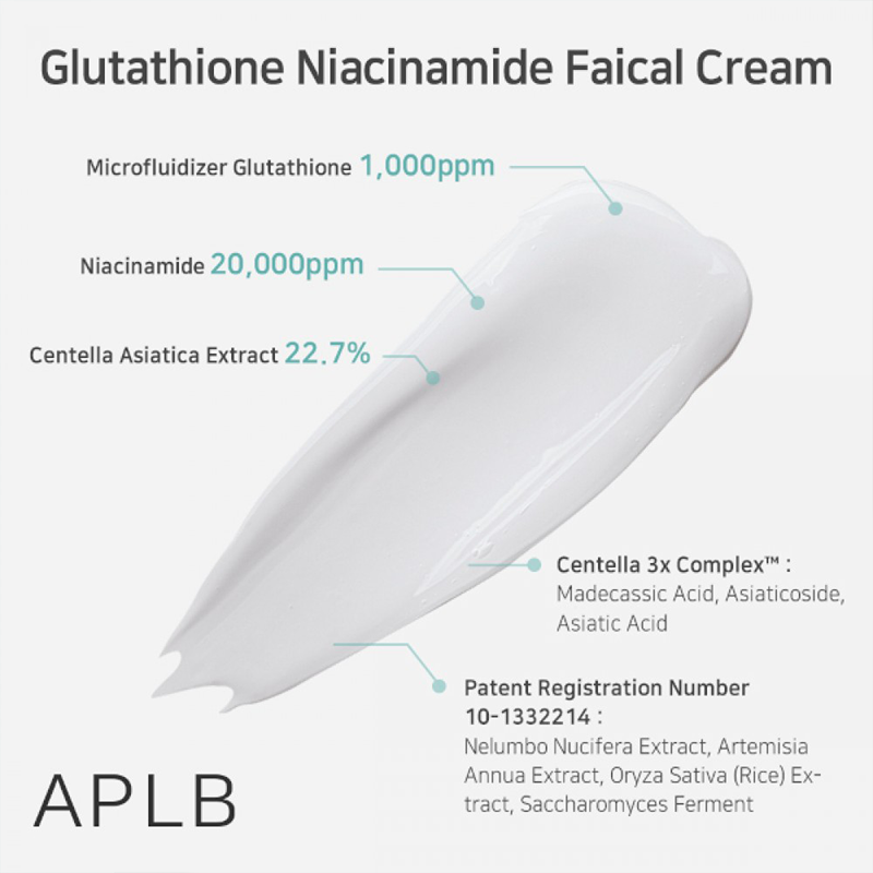 APLB Glutathione Niacinamide Facial Cream France kbeauty